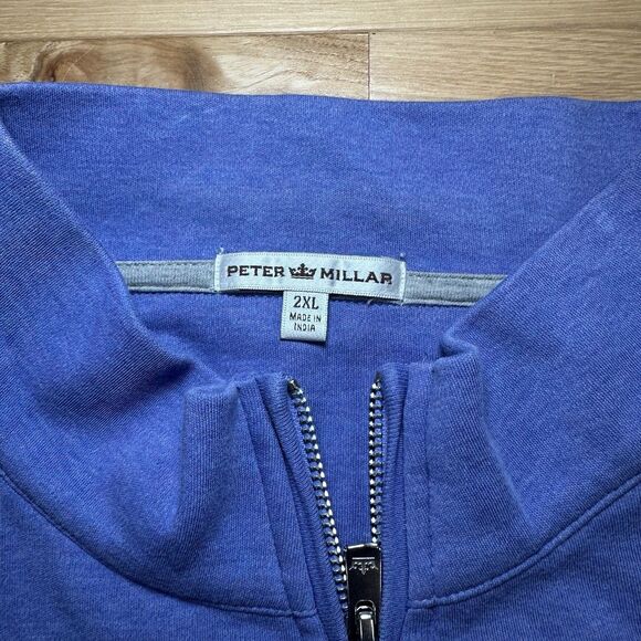 Peter Millar Crown Sport Mens Blue Long Sleeve Quarter Zip Golf Sweatshirt 2XL - Picture 3 of 5